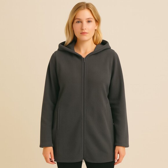 Mondetta Women's Charcoal Full Zip Fleece Hooded Jacket Size Large - Picture 1 of 5